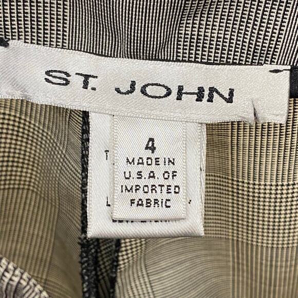 St. John Houndstooth Plaid Slim Leg Side Zip Ankle Pants Size 4 - Picture 6 of 8